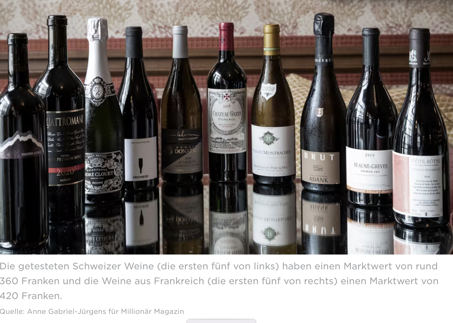 Handelszeitung: Blindverkostung Schweiz gegen Frankreich Handelszeitung: Blindverkostung Schweiz gegen Frankreich - Weingut Familie Hansruedi Adank