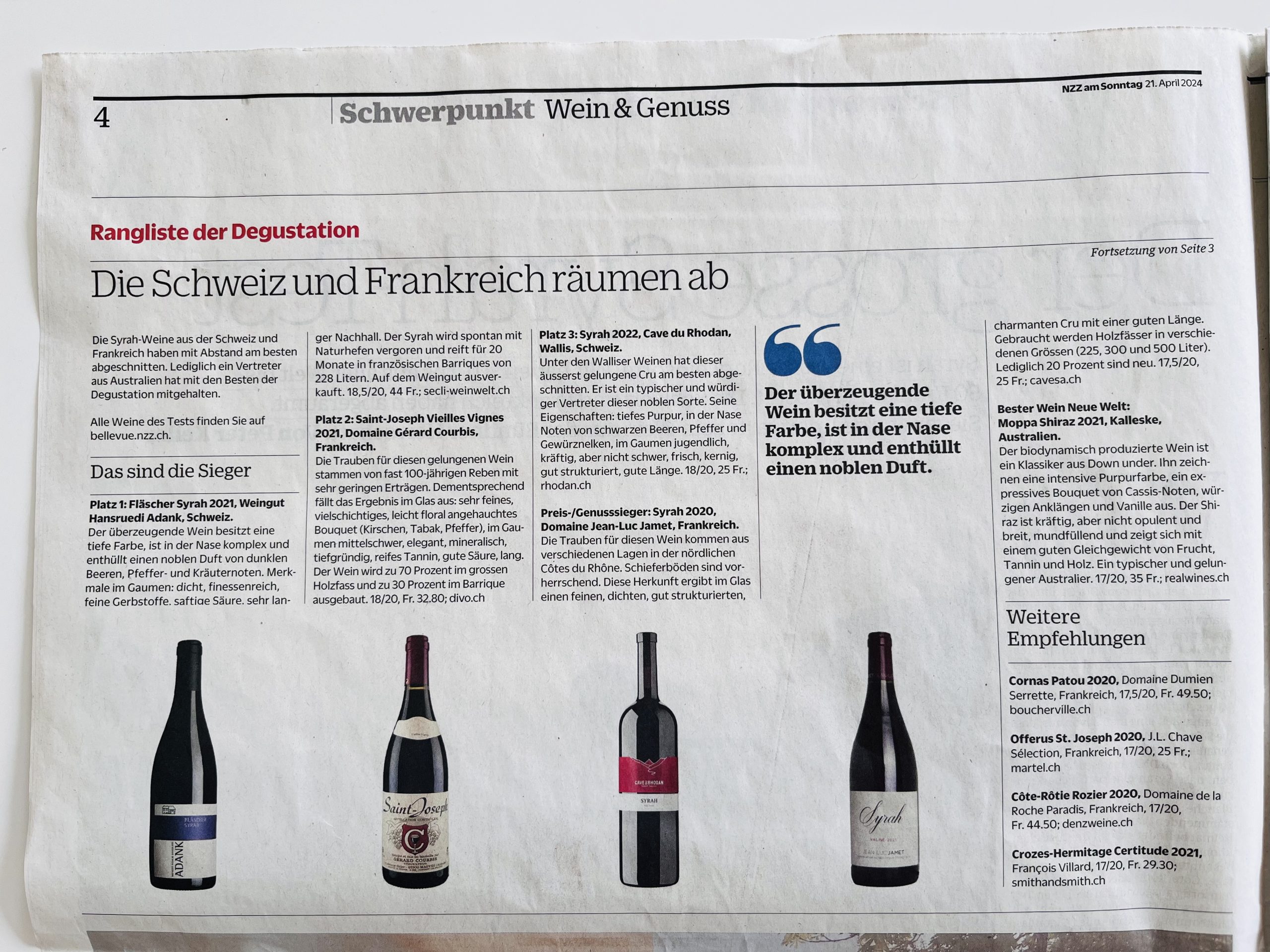 0424_Weingut Adank_NZZ_Syrah_3 NZZ: Syrah-Test, Weingut Hansruedi Adank